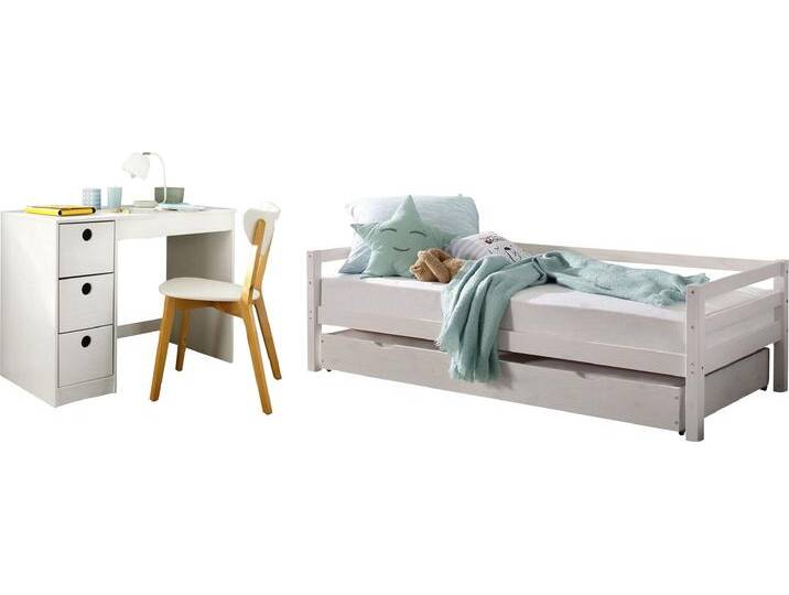 Jugendzimmer-Set LÜTTENHÜTT Alpi , weiß, Schlafzimmermöbel-Sets, Daybed mit 2. Liegefläche und Schreibtisch mit Stauraum, platzsparend von BAUR