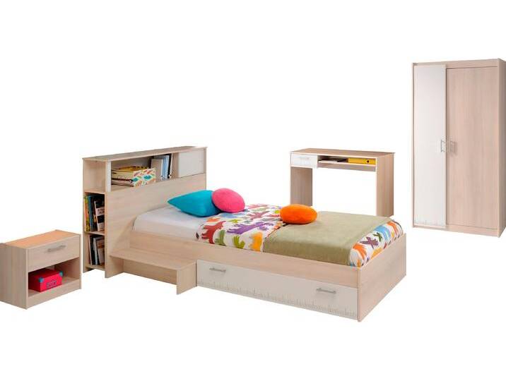 Jugendzimmer-Set PARISOT Charly , weiß (akaziefarben, weiß), Setmit 2-türigem Kleiderschrank, Setmit 2-türigem Kleiderschrank, Schlafzimmermöbel-Sets von BAUR