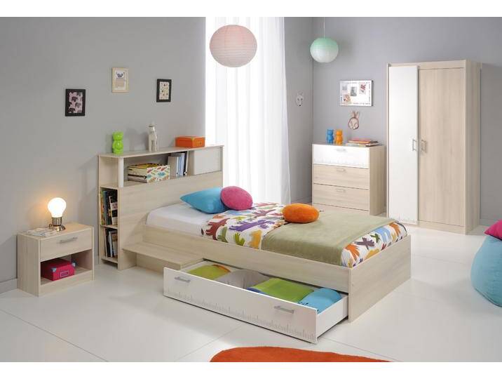 Jugendzimmer-Set PARISOT Charly 16 , weiß (akazie, weiß), B/H: 90cm x 200cm, Schlafzimmermöbel-Sets, mit einem Kleiderschrank von BAUR