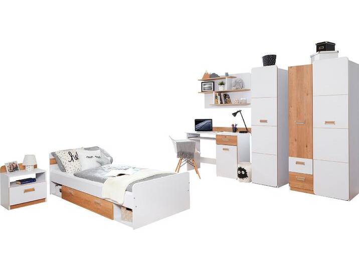 Jugendzimmer-Set TICAA Lori , weiß, B/H: 80cm x 190cm, Schlafzimmermöbel-Sets, Bett + Schrank + Schreibtisch + Standregal + Wandregal + Nachttisch Jugendzimmer-Set TICAA Lori , weiß, B/H: 80cm x 190cm, Schlafzimmermöbel-Sets, Bett + Schrank + Schreibtisch + Standregal + Wandregal + Nachttisch von BAUR