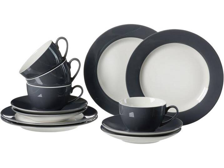 Kaffeeservice RITZENHOFF & BREKER Doppio , grau (anthrazit), 12 tlg., Porzellan, Geschirr-Sets, Geschirr-Set von BAUR