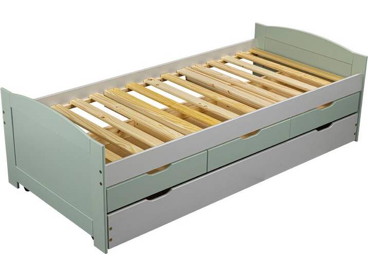 Kinderbett INTER LINK, hellgrau, salbeigrün, salbeigrün, salbeigrün, B:98cm H:63cm L:205cm, Betten von BAUR