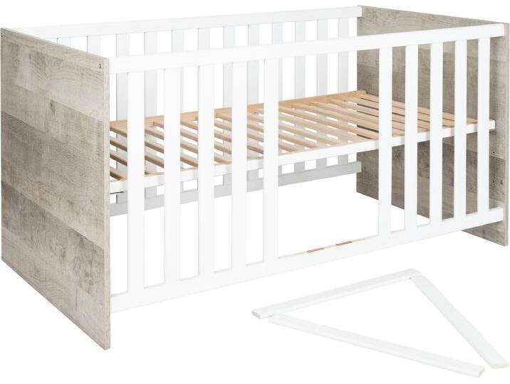 Kinderbett HOME AFFAIRE Henning , beige (platinum oak nachbildung, weiß), B:75cm H:73cm L:142cm, Betten, 70 x 140 cm inkl. Umbauseiten von Home-affaire