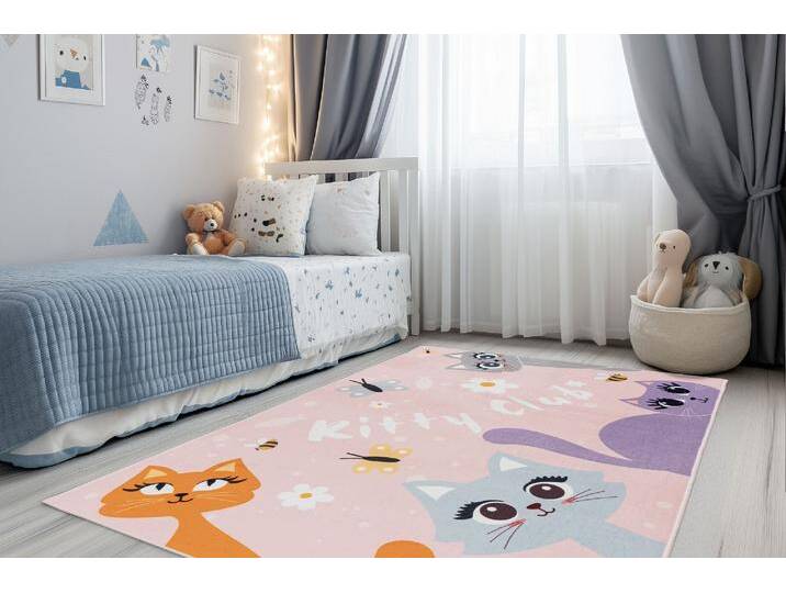 Kinderteppich OBSESSION Magic Kids ML 104 , rosa, B:160cm H:8mm L:230cm, Polyester, Teppiche, niedliches Katzen Motiv, waschbar, Kinderzimmer von BAUR