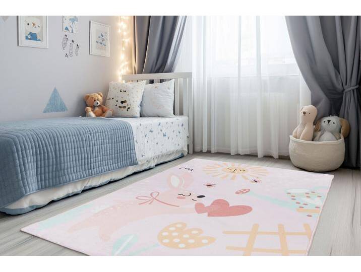 Kinderteppich OBSESSION Magic Kids ML 106 , rosa, B:160cm H:8mm L:230cm, Polyester, Teppiche, niedliches Hasen Motiv, waschbar, Kinderzimmer von BAUR