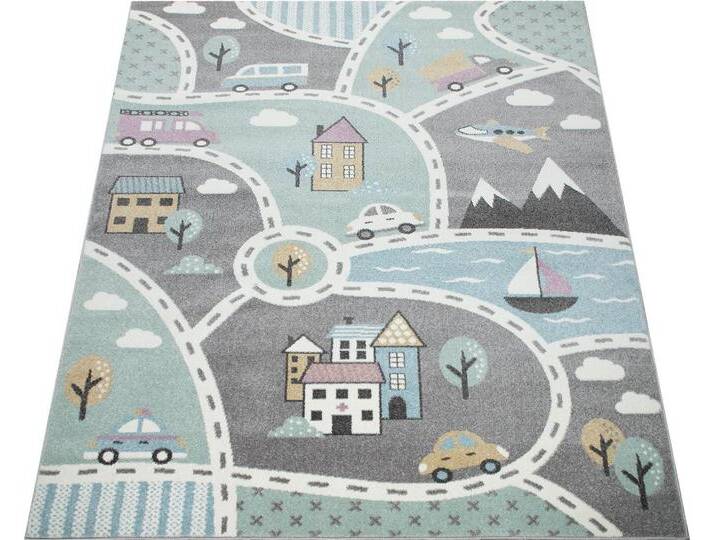 Kinderteppich PACO HOME Capri 318 , grün, H:9mm Ø:200cm, Polypropylen, Teppiche, Straßen-Spiel-Teppich, Kinderzimmer von BAUR