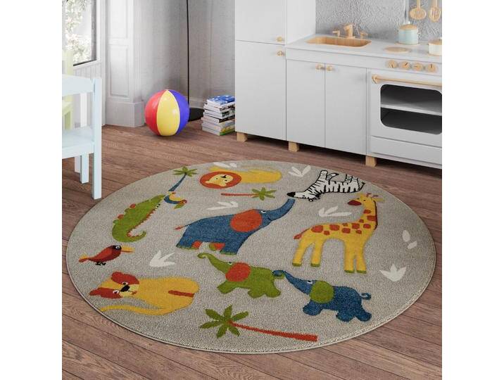 Kinderteppich SMART KIDS Benny & Friends , beige (sand,beige,bunt), H:10mm Ø:160cm, Polypropylen, Teppiche, Moderner Spielteppich, strapazierfähig, pflegeleicht, Konturenschnitt von BAUR