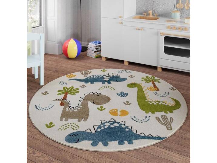 Kinderteppich SMART KIDS Dino & Friends , bunt (creme,weiß,bunt), H:10mm Ø:160cm, Polypropylen, Teppiche, Moderner Spielteppich, strapazierfähig, pflegeleicht, Konturenschnitt von BAUR
