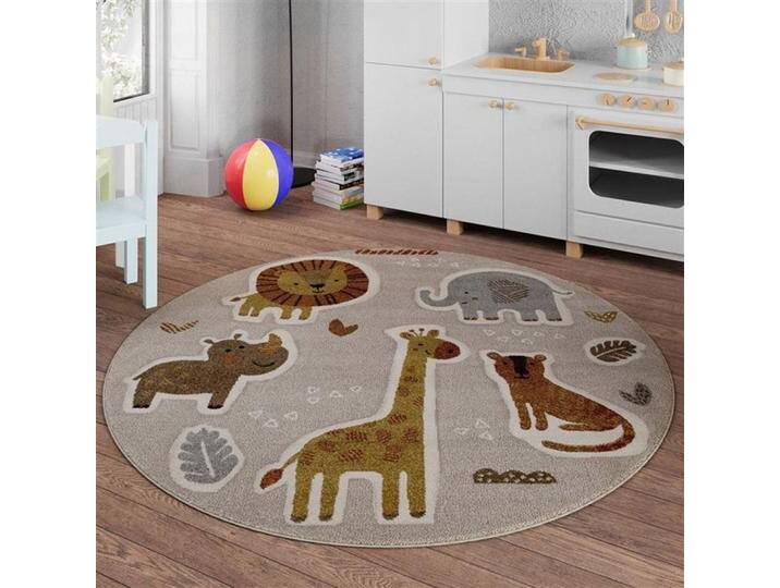 Kinderteppich SMART KIDS Nala & Friends , beige (sand,beige,braun), H:10mm Ø:160cm, Polypropylen, Teppiche, Moderner Spielteppich, strapazierfähig, pflegeleicht, Konturenschnitt von BAUR