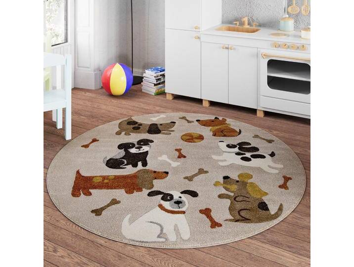 Kinderteppich SMART KIDS Rocky & Friends , beige (sand,beige,braun), H:10mm Ø:160cm, Polypropylen, Teppiche, Moderner Spielteppich, strapazierfähig, pflegeleicht, Konturenschnitt von BAUR