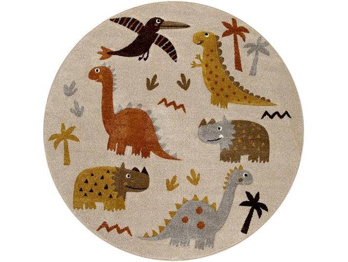 Kinderteppich SMART KIDS T-Rex & Friends , beige (sand,beige,bunt), H:10mm Ø:160cm, Polypropylen, Teppiche, Moderner Spielteppich, strapazierfähig, pflegeleicht, Konturenschnitt von BAUR