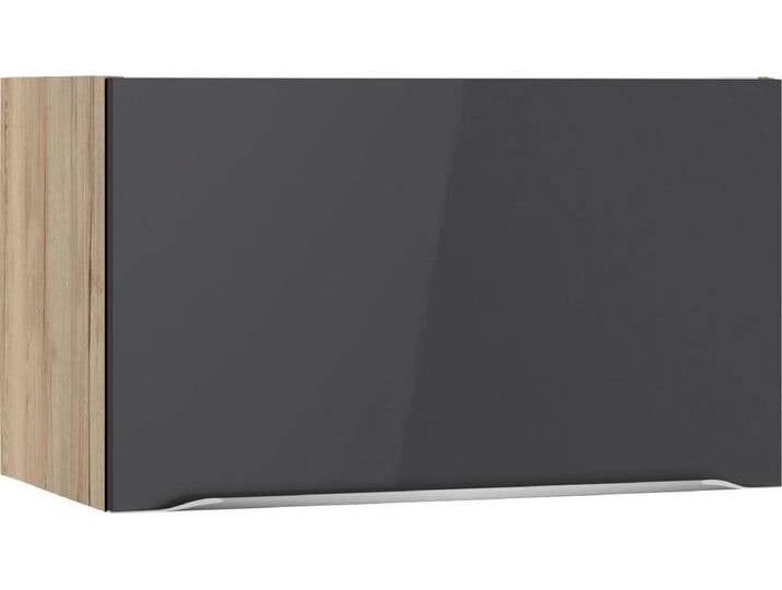 Klapphängeschrank KOCHSTATION KS-Aken , grau (anthrazit hochglanz, wildeiche nachbildung), B:60cm H:35,2cm T:34,6cm, Schränke von BAUR