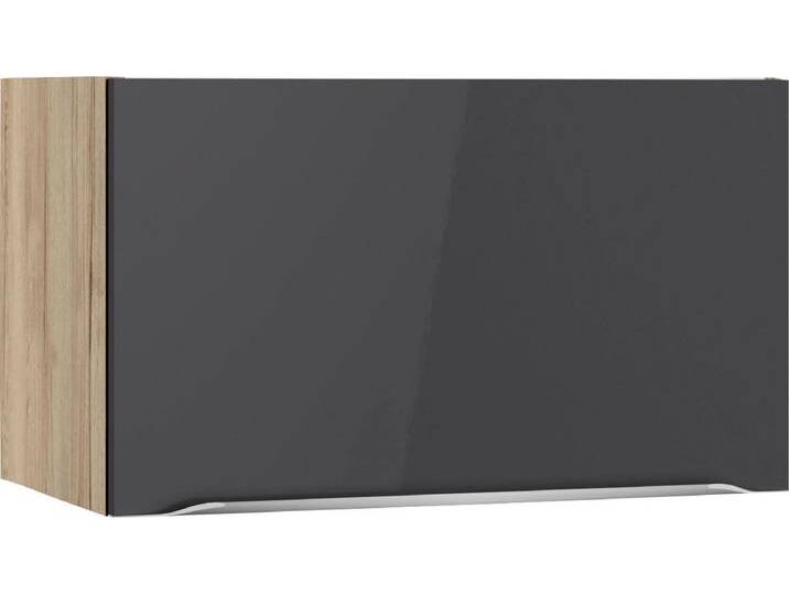 Klapphängeschrank KOCHSTATION KS-Aken , grau (anthrazit hochglanz, wildeiche nachbildung), B:60cm H:35,2cm T:34,6cm, Schränke von BAUR