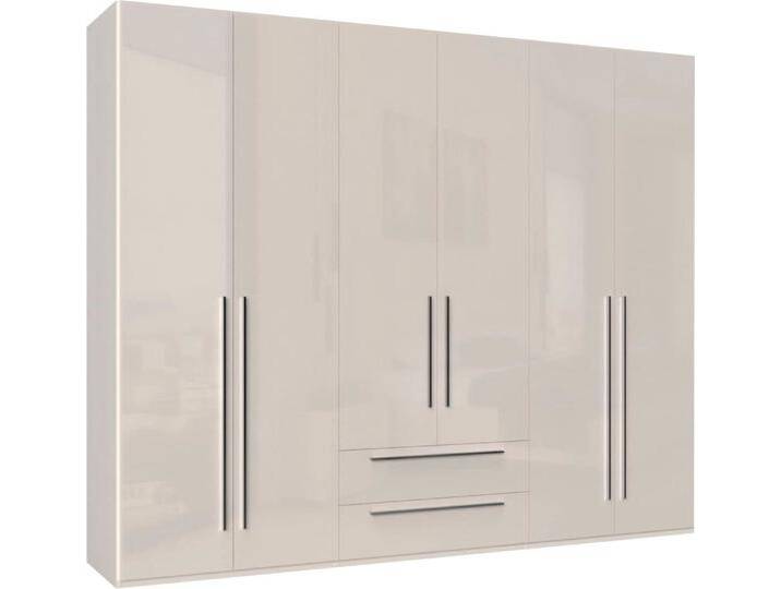 Kleiderschrank PLACES OF STYLE Piano, UV lackiert, hochglänzend in beige oder weiß, FSC-zertifiziert , beige (beige hochglanz), B:272cm H:224cm T:56cm, Spanplatte, Schränke, Kleiderschrank Drehtürenschrank, in vielen Breiten, Höhe 224cm, mit Soft-Close Funktion, 2 Schubladen von BAUR
