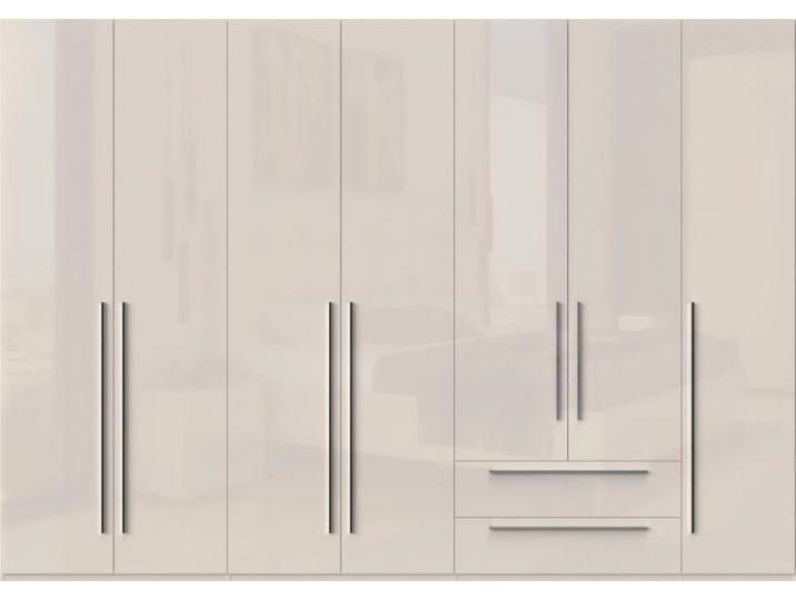 Kleiderschrank PLACES OF STYLE Piano, UV lackiert, hochglänzend in beige oder weiß, FSC-zertifiziert , beige (beige hochglanz), B:317cm H:224cm T:56cm, Spanplatte, Schränke, Drehtürenschrank Kleiderschrank, in vielen Breiten, Höhe 224cm, mit Soft-Close Funktion, 2 Schubladen von BAUR