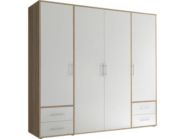 Kleiderschrank SCHLAFKONTOR Valencia , weiß (sonoma eiche, weiß), B:206cm H:195cm T:60cm, Melamin, Schränke von BAUR