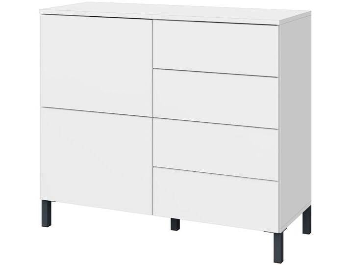 Kommode BORCHARDT MÖBEL, weiß (weiß, matt), B:93cm H:80cm T:35cm, Spanplatte, Sideboards, Drucköffner (Push-To-Open), höhenverstellbare Einlegeböden von BAUR