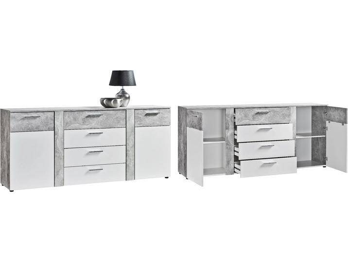 Kommode PROCONTOUR Trenti BESTSELLER , grau (betonfarben, weiß), B:180cm H:81cm T:40cm, Sideboards, Höhe 81 cm, mit variabel verstellbaren Einlegeböden von BAUR