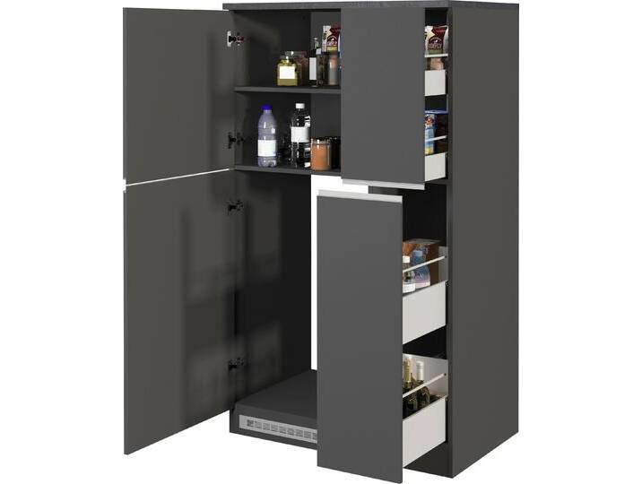 Küche KOCHSTATION KS-Sole Küchenschrank-Set , grau (front: anthrazit matt, korpus: anthrazit matt, arbeitsplatte: schieferfarben), B:90cm H:165cm T:60cm, Komplettküchen-Sets, Küchenzeile, Breite 90 cm,Umbau-und Apothekerschrank im Set von BAUR