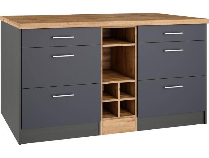 Kücheninsel KOCHSTATION KS-Milan , front: anthrazit, korpus: grafitgrau, arbeitsplatte: wotaneiche, B:153cm H:86cm T:100cm, Komplettküchen-Sets, Stellmaß 153/100 cm, viel Stauraum, Lebensmittelpunkt: Küche Kücheninsel KOCHSTATION KS-Milan , front: anthrazit, korpus: grafitgrau, arbeitsplatte: wotaneiche, B:153cm H:86cm T:100cm, Komplettküchen-Sets, Stellmaß 153/100 cm, viel Stauraum, Lebensmittelpunkt: Küche von BAUR
