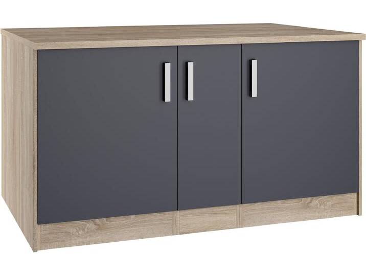 Kücheninsel KOCHSTATION KS-Toronto , grau (front: anthrazit, korpus: eiche sonoma, arbeitsplatte: eiche sonoma), B:153cm H:85cm T:100cm, Komplettküchen-Sets, Breite 153 cm, MDF-Fronten, Flaschenregal von BAUR