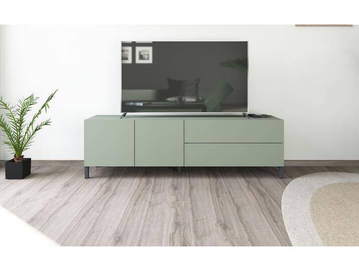 Lowboard BORCHARDT MÖBEL, grün (salbei), B:152cm H:45cm T:35cm, Spanplatte, Sideboards, Metallfüße, grifflose Optik von BAUR