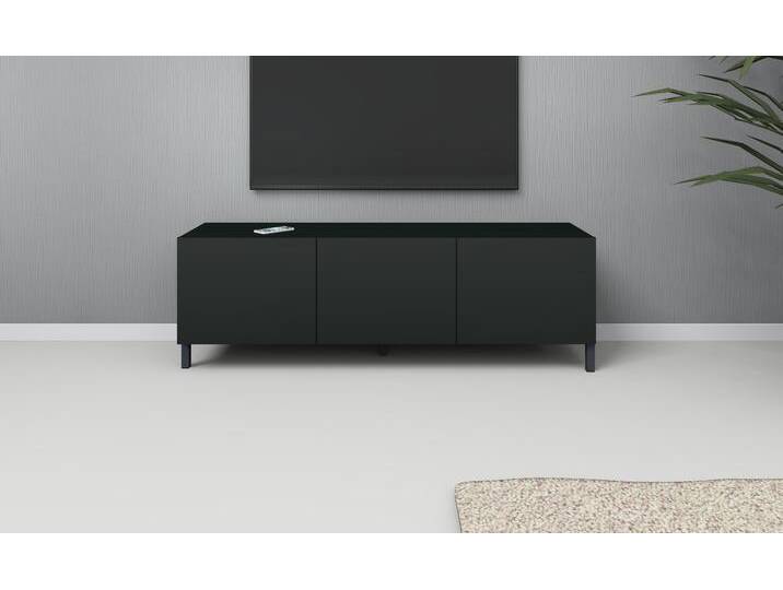 Lowboard BORCHARDT MÖBEL, schwarz (schwarz matt), B:139cm H:45cm T:35cm, Spanplatte, Sideboards, Metallfüße, grifflose Optik von BAUR