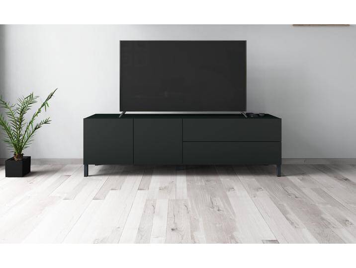 Lowboard BORCHARDT MÖBEL, schwarz (schwarz matt), B:152cm H:45cm T:35cm, Spanplatte, Sideboards, Metallfüße, grifflose Optik von BAUR