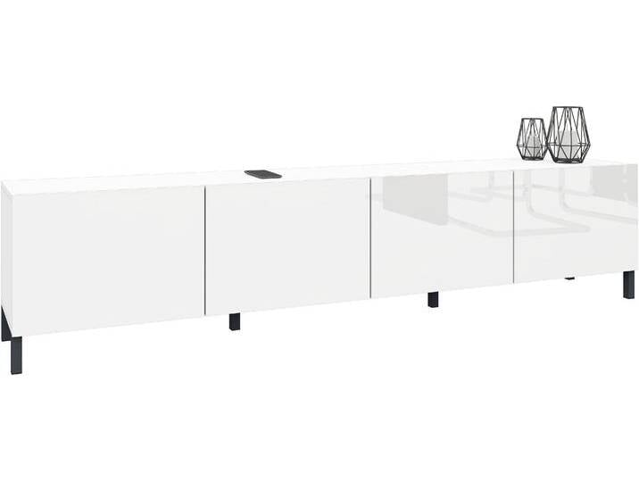 Lowboard BORCHARDT MÖBEL, weiß (weiß hg), B:200cm H:45cm T:35cm, Spanplatte, Sideboards, Metallfüße, grifflose Optik von BAUR