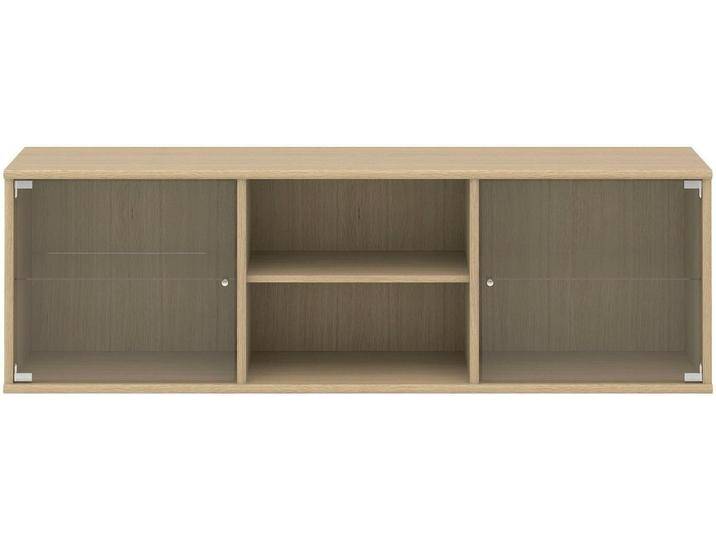 Lowboard HAMMEL FURNITURE Mistral, Hochwertig Schrank, hängend/stehend montierbar , weiß (eiche weiß pigmentiert), B:133cm H:42cm T:32,5cm, Sideboards, mit zwei Glastüren, B: 133 cm, anpassungsbar Designmöbel von BAUR