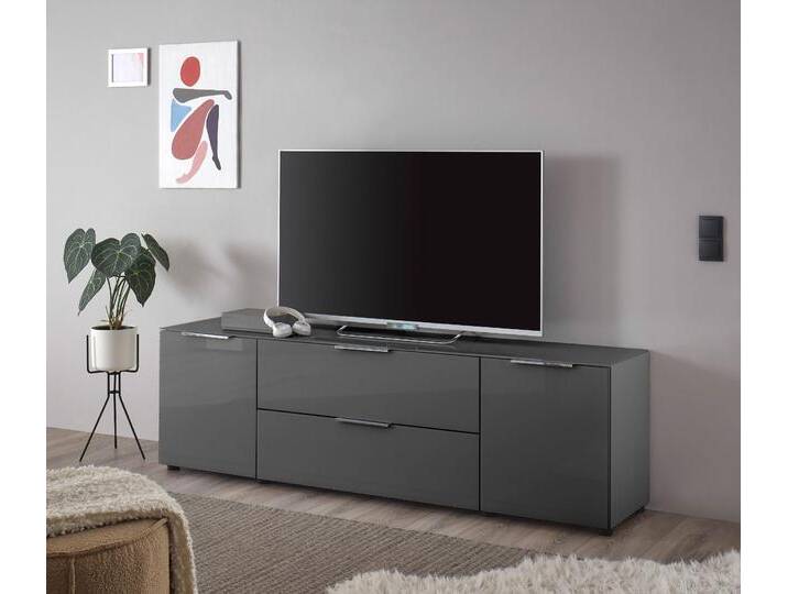 Lowboard HBZ Santorin, BxHxT 180x99x40 cm , grau (anthrazit), B:180cm H:55cm T:40cm, Holzwerkstoff, Sideboards, Breite 180cm, Softclose für Türen und Schubkästen, Melaminbeschichtung von BAUR