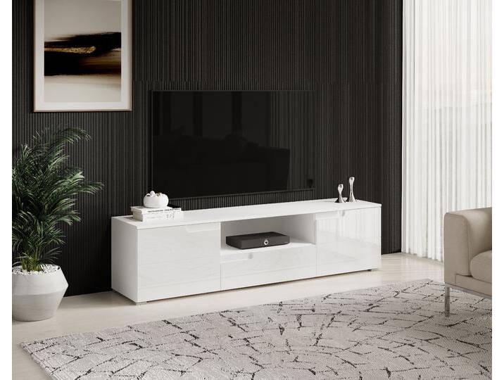 Lowboard HBZ Spice weiß Hochglanz, TV Schrank bis 65 Zoll, BxHxT 165x42x40 cm , weiß, B:165cm H:42cm T:40cm, Holzwerkstoff, Sideboards, Mit 2 Türen, 1 Schubkasten, 1 Kabeldurchführung, 1 offenes Fach Lowboard HBZ Spice weiß Hochglanz, TV Schrank bis 65 Zoll, BxHxT 165x42x40 cm , weiß, B:165cm H:42cm T:40cm, Holzwerkstoff, Sideboards, Mit 2 Türen, 1 Schubkasten, 1 Kabeldurchführung, 1 offenes Fach von BAUR