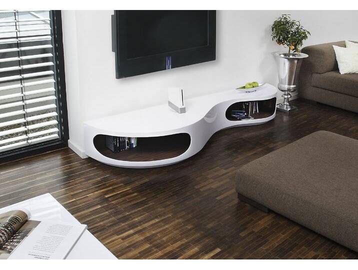 Lowboard SALESFEVER Slow Design TV-Kommode für stilvolles Wohnen , braun (weiß, walnuss), B:200cm H:30cm T:50cm, MDF, Sideboards, Kommode in moderner Form, Fernsehschrank in Hochglanz von BAUR