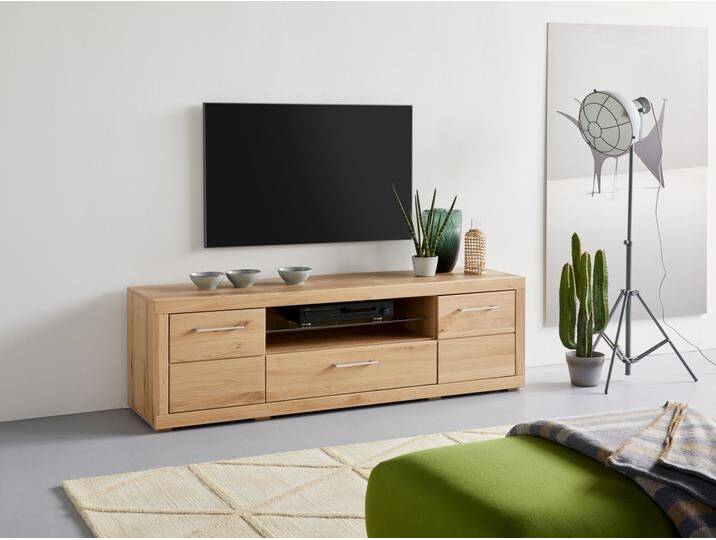 Lowboard VOGL MÖBELFABRIK 1237 , braun (eiche), B:171cm H:42cm T:42cm, Massivholz, Spanplatte, Sideboards, Massivholzfront, Breite ca. 171 cm, mit Softclose Funktion von BAUR