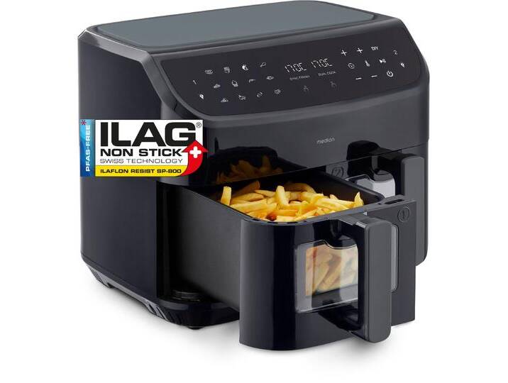 MEDION Heissluftfritteuse MD 11760 P20XXL Twin , schwarz, B:40cm H:33cm T:41cm, Fritteusen, Temperatur 50 - 200 C, ILAG Beschichtung, Sync-Finish MEDION Heissluftfritteuse MD 11760 P20XXL Twin , schwarz, B:40cm H:33cm T:41cm, Fritteusen, Temperatur 50 - 200 C, ILAG Beschichtung, Sync-Finish von BAUR