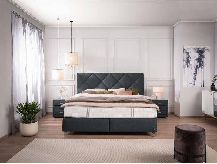 Nachtkommode ALINA Otello , grau (schwarzgrau dct 89), B:50cm H:51,5cm T:41,5cm, Sideboards, mit Glasplatte und 3 Schubladen von BAUR