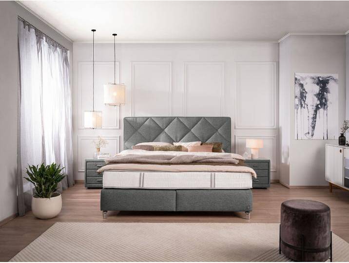 Nachtkommode ALINA Otello , grau (staubgrau dct 99), B:50cm H:51,5cm T:41,5cm, Sideboards, mit Glasplatte und 3 Schubladen von BAUR