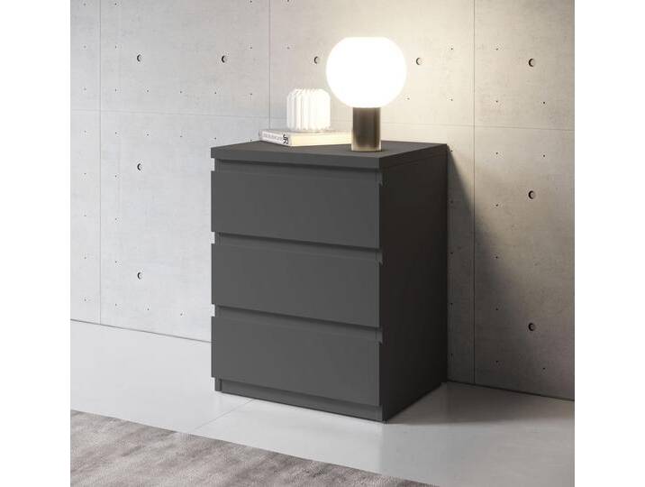 Nachtkommode SCHLAFKONTOR Olli , grau (graphit), B:45cm H:61,4cm T:38cm, Spanplatte, Sideboards, Nachtkonsole von BAUR