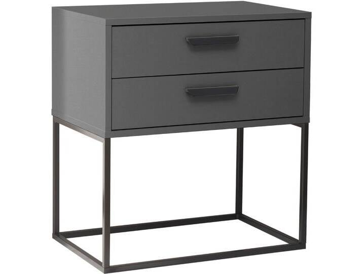 Nachtkommode SCHLAFKONTOR Suna Kommode, Nachttisch, Nachtschrank , grau (graphit), B:60cm H:65cm T:38,5cm, Melamin, Sideboards, auf Metallgestell von BAUR
