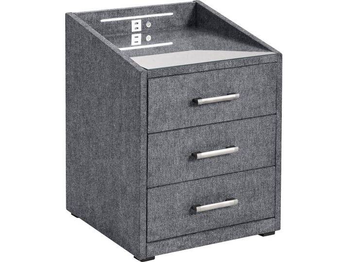 Nachtkonsole ED EXCITING DESIGN Moon , grau (anthrazit, brego 18 anthrazit), B:47cm H:61cm T:46cm, Sideboards, mit LED-Beleuchtung und USB-Anschluss & USB-C-Anschluss von BAUR
