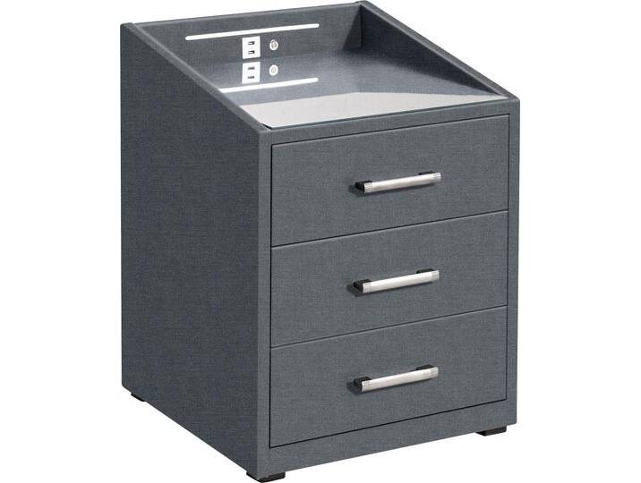 Nachtkonsole ED EXCITING DESIGN Moon , grau (anthrazit, colet 17 anthrazit), B:47cm H:61cm T:46cm, Sideboards, mit LED-Beleuchtung und USB-Anschluss & USB-C-Anschluss von BAUR