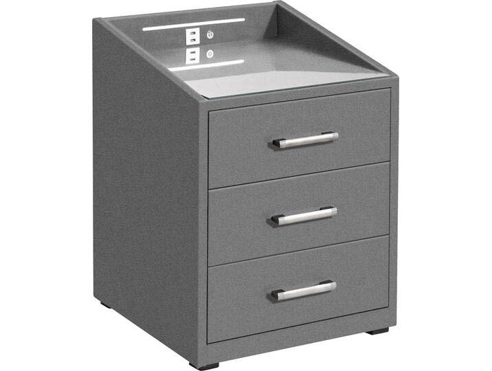 Nachtkonsole ED EXCITING DESIGN Moon , grau (anthrazit, como 11 anthrazit), B:47cm H:61cm T:46cm, Sideboards, mit LED-Beleuchtung und USB-Anschluss & USB-C-Anschluss von BAUR