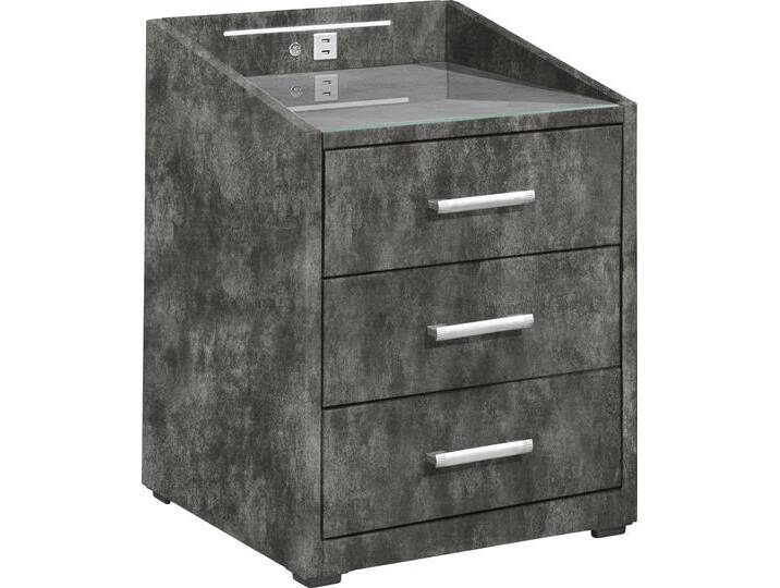 Nachtkonsole ED EXCITING DESIGN Moon , grau (anthrazit, infinity 16 elephant), B:47cm H:61cm T:46cm, Sideboards, mit LED-Beleuchtung und USB-Anschluss & USB-C-Anschluss von BAUR
