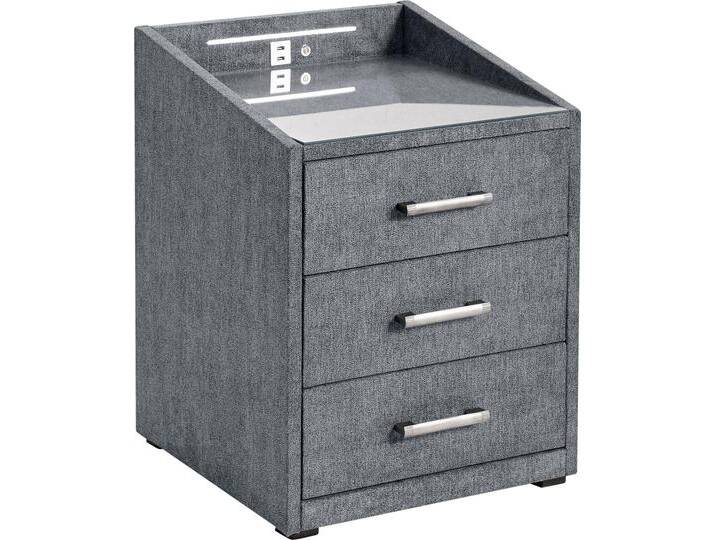 Nachtkonsole ED EXCITING DESIGN Moon , grau (anthrazit, uran 04 anthrazit), B:47cm H:61cm T:46cm, Sideboards, mit LED-Beleuchtung und USB-Anschluss & USB-C-Anschluss von BAUR