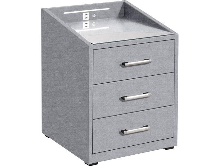 Nachtkonsole ED EXCITING DESIGN Moon , grau (grau, colet 06 grau), B:47cm H:61cm T:46cm, Sideboards, mit LED-Beleuchtung und USB-Anschluss & USB-C-Anschluss von BAUR