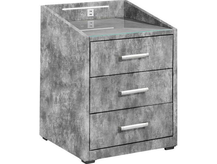 Nachtkonsole ED EXCITING DESIGN Moon , grau (grau, infinity 15 grau), B:47cm H:61cm T:46cm, Sideboards, mit LED-Beleuchtung und USB-Anschluss & USB-C-Anschluss von BAUR