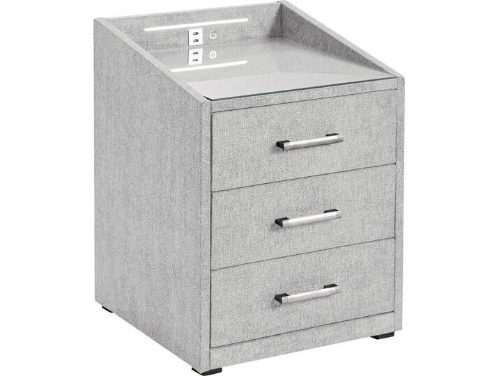 Nachtkonsole ED EXCITING DESIGN Moon , grau (hellgrau, uran 01 silber), B:47cm H:61cm T:46cm, Sideboards, mit LED-Beleuchtung und USB-Anschluss & USB-C-Anschluss von BAUR