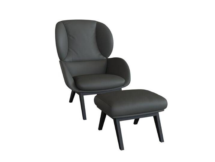 Ohrensessel FLEXLUX Adria Designsessel, Loungesessel , grau (warm mineral grau), B:78cm H:100cm T:96cm, 100% Echteder, Sessel, Stil & Komfort, organische Form, Fuß Holz schwarz von BAUR