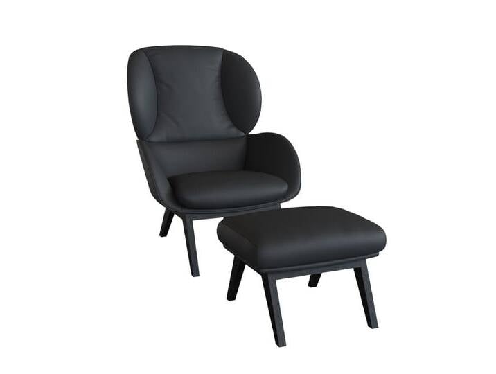 Ohrensessel FLEXLUX Adria Designsessel, Loungesessel , schwarz (deep schwarz), B:78cm H:100cm T:96cm, 100% Echteder, Sessel, Stil & Komfort, organische Form, Fuß Holz schwarz von BAUR