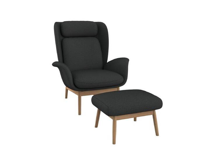 Ohrensessel FLEXLUX Padova , grau (dervit grau), B:92cm H:99cm T:103cm, 100% Polyester, Sessel, Stil & Komfort, organische Form, Ledenstütze integriert, Fuß Eiche von BAUR